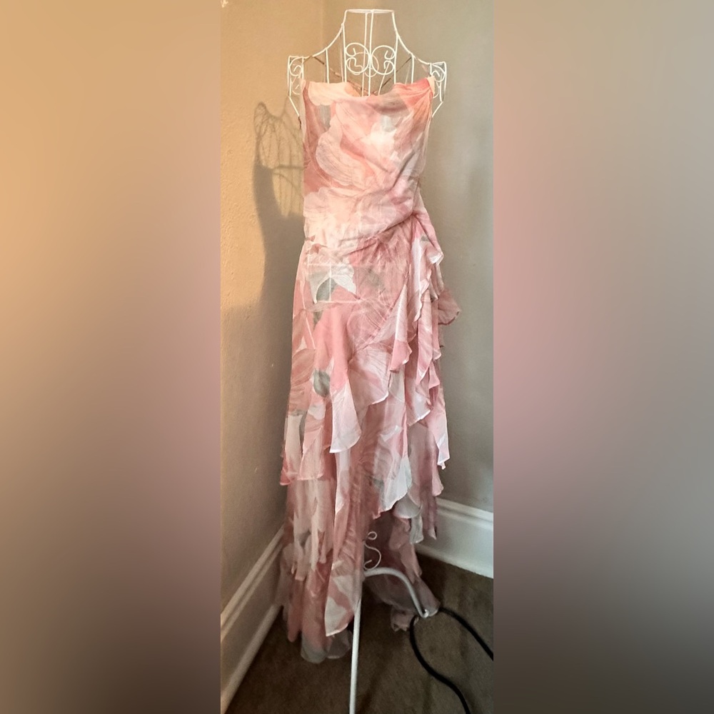 RETROFETE Samara Silk Chiffon Dress Dusty Pink Botanical ⭐️LUXURY PREMIUM⭐️ NWT - Picture 8 of 13
